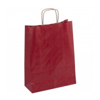 Apli Pack de 50 Bolsas Kraft - Alta Resistencia - Asas Rizadas - Reutilizables y Reciclables - Color Rojo