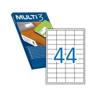 Multi3 Pack de 22.000 Etiquetas Blancas Cantos Rectos Tamaño 48.5X25.4mm con Adhesivo Permanente para Multiples Usos