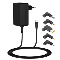 Leotec Cargador Universal para Portatil 45W USB-C Power Delivery 3.0 - 5 Conectores Diferentes - Proteccion de Sobrecarga y Cortocircuito