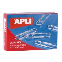 Apli Clips Alambre Nº 4 - 50mm - Acabado Galvanizado Plata - 80 Unidades por Caja - Organiza tus Documentos