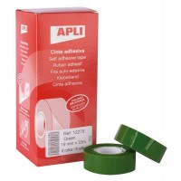 Apli Cinta Adhesiva Polipropileno 19mm x 33m - Resistente al Desgarro - Facil de Cortar - Adhesivo de Alta Calidad - Color Verde