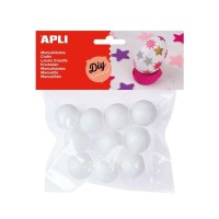 Apli Pack de 10 Bolas de Porexpan Ø 25 mm - Color Blanco