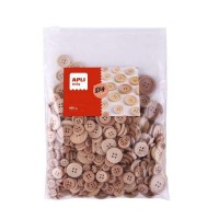 Apli Kids Bolsa de 400 Botones de Madera Natural - Tamaños 10mm