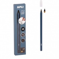 Apli Infinite Pencil Pack de Lapiz Infinito HB + Mina de Recambio + Tapon Protector - Para Escribir hasta 16km - Color Azul