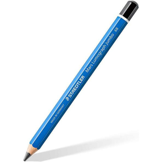 Staedtler Mars Lumograph Jumbo 100J Lapiz de Grafito - Mina 6B - Acabados Metalicos - Diametro Mina 5.3mm Aprox - Madera de Bosques Sostenibles