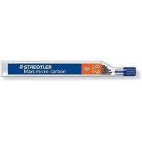 Staedtler Mars Micro Carbon 250 Tubo de 12 Minas de Grafito - Dureza B - Trazo 0.9mm -  Alta Resistencia