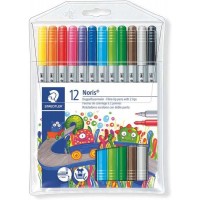 Staedtler Noris 320 Pack de 12 Rotuladores de Doble Punta - Resistente a la Presion - Colores Surtidos