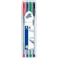 Staedtler Triplus Fineliner 334 Pack de 4 Rotuladores de Punta Fina - Trazo 0.3 mm Aprox - Tinta Base de Agua - Colores Surtidos