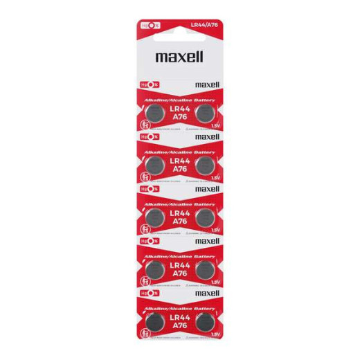 Maxell Pack de 10 Pilas Alcalinas de Boton LR44 1.5V
