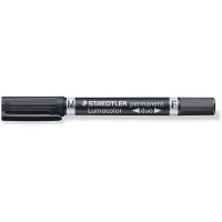 Staedtler Lumocolor 348 Rotulador Permanente de Doble Punta - Secado Rapido - Color Negro