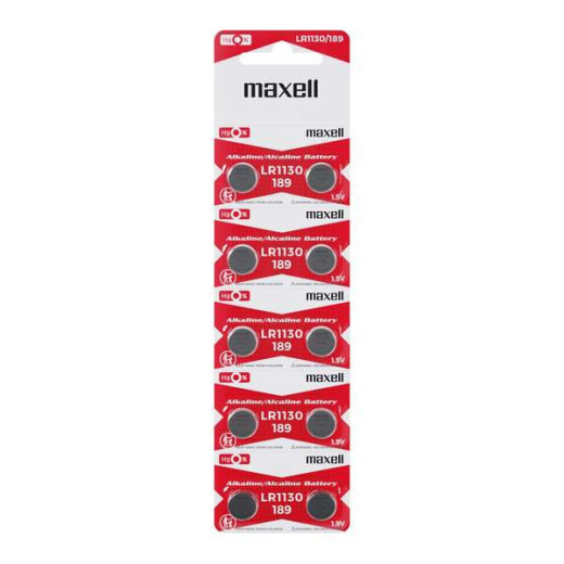 Maxell Pack de 10 Pilas Alcalinas de Boton LR1130 1.5V