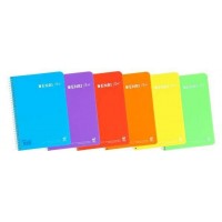 Enri Plus Cuaderno Espiral Formato Cuarto Pautado 3.5 con Margen - 80 Hojas 90gr - Cubierta de Plastico - Colores Surtidos