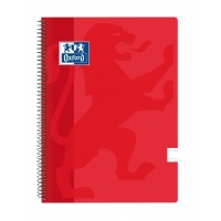 Oxford School Classic Cuaderno Espiral Tapa de Plastico Folio - Pauta 2.5 con Margen - 80 Hojas - Color Rojo