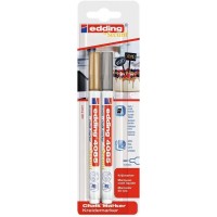 Edding 4085 Pack de 2 Rotuladores de Tiza Liquida - Punta Redonda - Trazo 1-3mm - Olor Neutro - Color Oro y Plata