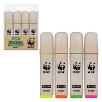 Dohe Pack de 4 Rotuladores Fluorescentes ECO - Punta Biselada - Trazo 1-5mm - Tinta con Base de Agua - Colores Surtidos