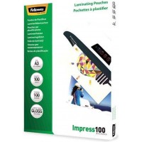 Fellowes Pack de 100 Fundas de Plastificar de 100 Micras - Tamaño A3 - Acabado en Brillo - Flechas Indicadoras