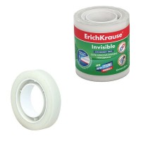 ErichKrause Cinta Adhesiva Invisible 12mmx20m - Superficie Mate - Apta para Escribir Encima - Transparente