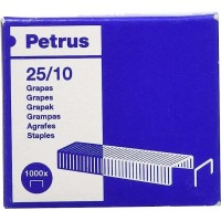 Petrus Caja de 1000 Grapas 25/10 Galvanizadas - Hasta 60 Hojas - Patilla de 10mm