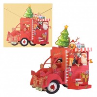 Dohe Truck Tarjeta 3D de Felicitacion Navideña con Sobre - Tamaño 14.5x11cm - Impresas a todo Color