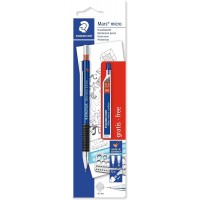 Staedtler Mars Micro Pack de 1 Portaminas 0.5mm + 1 Tubo de 12 Minas - Minas HB - Zona de Agarre de Goma