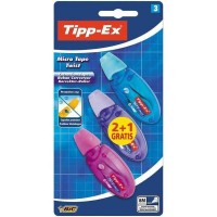 Tipp-Ex Micro Tape Twist 2+1 Pack de 3 Cintas Correctoras 5mm x 8m - Cabezal Rotativo - Escritura Instantanea (Blister)