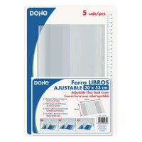 Dohe Pack de 5 Cubiertas Protectoras de Libros - Solapa Adhesiva Reposicionable - Tamaño 30x53cm - Material PVC 120 micras