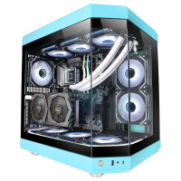 Mars Gaming MC-3T Caja Gaming Premium - Tres Paneles de Cristal Templado - Montaje Vertical de GPU - Capacidad para 10 Ventiladores - USB-C Avanzado - Color Azul