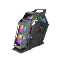 Mars Gaming Controladora Chroma ARGB - Medida en mm: 540x234x500 - Iluminacion Addressable RGB + 39 Modos de Luz - Doble Ventana Cristal Templado - Micro-ATX con Interior XL - Compatibilidad con Placas Base MicroATX/Mini-ITX - Color Negro