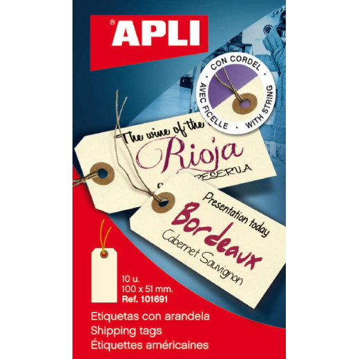 Apli Etiquetas con Arandela e Hilo 100 x 51mm 10 U.