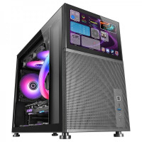 Mars Gaming MC-LCD Caja PC Gaming - Diseño Compacto Micro-ATX - Pantalla LCD IPS 8" - Conectividad USB-C y USB 3.0 - Soporte Refrigeracion Liquida - Expansion Amplia - Color Negro