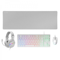 Mars Gaming MCP-RGB3 Combo Gaming 4en1 - Teclado TKL H-Mech FRGB - Raton RGB 3200 DPI - Auriculares HI-FI Cancelacion Ruido - Alfombrilla XXL Antideslizante - Color Blanco