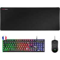 Mars Gaming Pack Premium Teclado Hibrido H-MECH - Raton Ultra Ligero 10K - Alfombrilla XXL - Compatibilidad Universal - Tecnologia H-MECH - Iluminacion FRGB Rainbow - Raton 69g con Cable Feather - Sensor Optico de 10000 DPI - Switches Mecanicos KAILH - Co