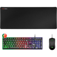 Mars Gaming Pack Premium Teclado hibrido H-MECH - Raton Ultra ligero 10K - Alfombrilla XXL - Tecnologia H-MECH - Iluminacion FRGB Rainbow - Raton Ultra-ligero 69g - Sensor Optico de 10000 DPI - Switches Mecanicos KAILH - Color Negro