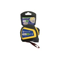 Bismark Flexometro 7.5m con Freno - Carcasa Reforzada Extra Fuerte de Goma - Cinta para Colgar - Color Negro/Amarillo