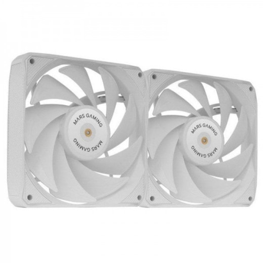 Mars Gaming MF-NCLX2 Kit de Ventiladores - Aspas Hibridas - Rodamientos FDB de Cobre - Pads Antivibracion - Conexion PWM - Flujo de Aire 72 CFM - Silencioso 12 dB - Color Blanco