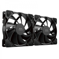 Mars Gaming MFPROX2W Ventiladores Profesionales - Ultra Silenciosos - Rodamientos FDB - Conectividad 3PIN+4PIN - Kit de 2 Unidades - Blanco o Negro - Color Negro