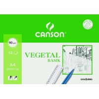 Canson Vegetal Basik Minipack de 12 Hojas A4 - 21x29.7cm - 95g - Color Transparente