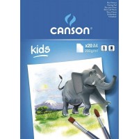 Canson Kids Pintura Bloc Encolado de 20 Hojas A4 - 21x29.7cm - 200g - Color Blanco