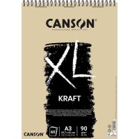 Canson XL Kraft Rayado Bloc de Dibujo con 60 Hojas A3 - Espiral Microperforado - 29.7x42cm - 90g - Color Beige