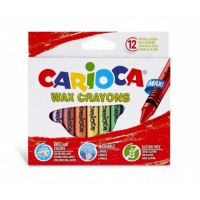 Carioca Maxi Pack de 12 Ceras - Colores Brillantes - Lavables - Cuerpo de Ø 12mm - Color Varios