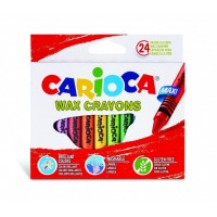 Carioca Maxi Pack de 24 Ceras - Colores Brillantes - Lavables - Cuerpo de Ø 12mm - Color Varios