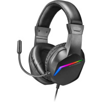 Mars Gaming Auriculares MH122 Ultraligeros con Iluminacion FRGB Rainbow - Sonido Hi-Fi Ultra-Bass Spatial Sound - Diseño Ergonomico - Cancelacion de Ruido Pasiva - Compatibilidad Total Multiplataforma - Color Negro