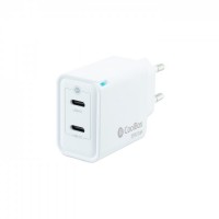 Coolbox Cargador de Pared 35W QC3.0 + PD - 2xUSB-C - Carga Rapida - Tecnología GaN - Color Blanco