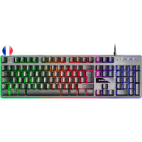 Mars Gaming Teclado Gaming MK220 - Tecnologia H-MECH - Iluminacion FRGB Rainbow - Panel de Aluminio - Base de ABS Reforzado - Diseño Completo - Material Aluminio + ABS - Longitud del Cable 150cm - Frances - Color Negro