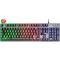 Mars Gaming Teclado Gaming MK220 - Tecnologia H-MECH - Iluminacion FRGB Rainbow - Panel de Aluminio - Base de ABS Reforzado - Portugues - Color Negro