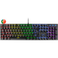 Mars Gaming Teclado Mecanico RGB MK422 - Tecnologia Antipolvo - Efectos de Iluminacion Rainbow - Teclas Ultra-resistentes - Funciones Multimedia y Modo Juego - PR de 1000Hz - Anti-Ghosting Avanzado - Compatibilidad Multiplataforma - Portugues - Color Negr