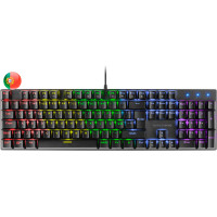 Mars Gaming Teclado Mecanico RGB MK422 - Tecnologia Antipolvo - Efectos de Iluminacion Rainbow - Teclas Ultra-resistentes - Funciones Multimedia y Modo Juego - PR de 1000Hz - Anti-Ghosting Avanzado - Compatibilidad Multiplataforma - Portugues - Color Negr