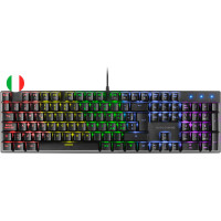 Mars Gaming Teclado Mecanico RGB MK422 - Tecnologia Antipolvo - Efectos de Iluminacion Rainbow - Teclas Ultra-resistentes - Funciones Multimedia y Modo Juego - PR de 1000Hz - Anti-Ghosting Avanzado - Compatibilidad Multiplataforma - Italiano - Color Negro