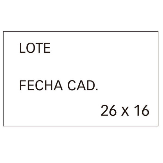 Apli Pack de 6 Rollos x 1.000 Etiquetas Blancas Removibles 26x16mm para Etiquetadoras de Precios de 2 Lineas - Preimpresas con "Lote" y "Fecha Cad" - Compatibles con Modelos 101419 y 102365