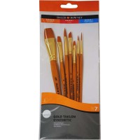 Daler Rowney Simply Pack de 7 Pinceles Sinteticos - Diseño Ergonomico - Oro Taklon - Color Naranja